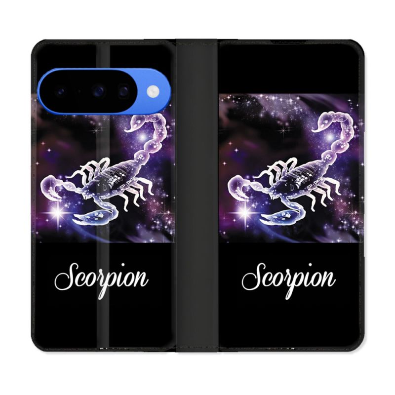 Housse cuir portefeuille Pour Google Pixel 10 Pro Signe Zodiaque 2 Scorpion