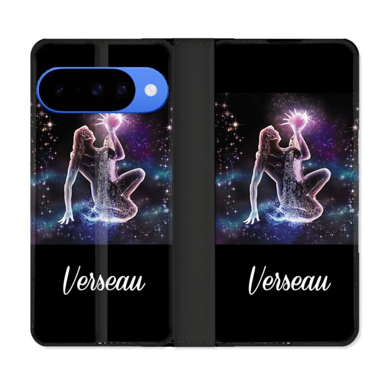 Housse cuir portefeuille Pour Google Pixel 10 Pro Signe Zodiaque 2 Verseau