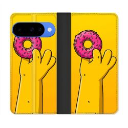 Housse cuir portefeuille Pour Google Pixel 10 Pro Simpson Donuts