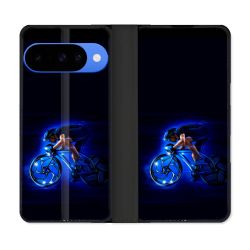 Housse cuir portefeuille Pour Google Pixel 10 Pro Sport Cyclisme Bleu