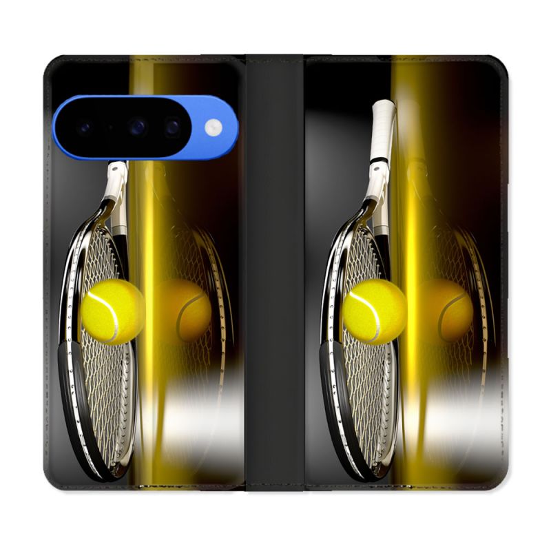 Housse cuir portefeuille Pour Google Pixel 10 Pro Sport Tennis Reflet