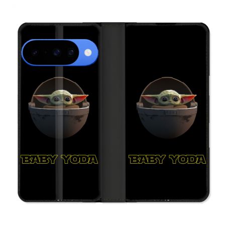 Housse cuir portefeuille Pour Google Pixel 10 Pro Star Wars - Yoda bebe noir