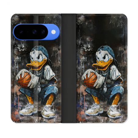 Housse cuir portefeuille Pour Google Pixel 10 Pro Street Art Donald Duck