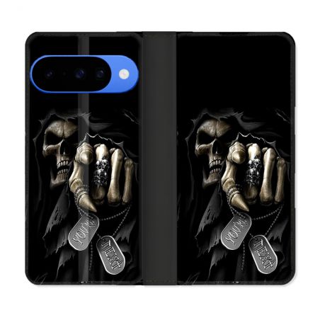 Housse cuir portefeuille Pour Google Pixel 10 Pro Tete de Mort Your Next