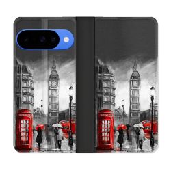 Housse cuir portefeuille Pour Google Pixel 10 Pro Voyage Angleterre Londres Vintage