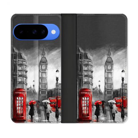 Housse cuir portefeuille Pour Google Pixel 10 Pro Voyage Angleterre Londres Vintage