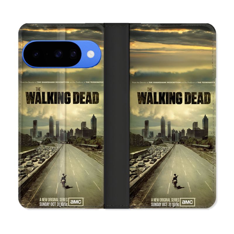 Housse cuir portefeuille Pour Google Pixel 10 Pro Walking Dead