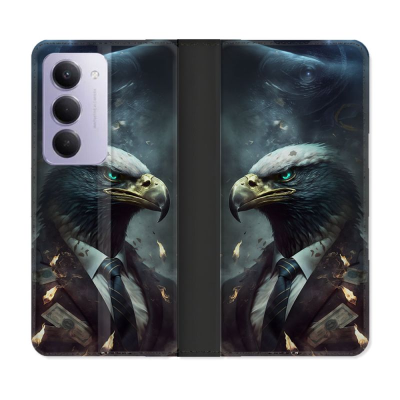 Housse cuir portefeuille Pour Xiaomi Redmi 15 5G Animal Aigle Business