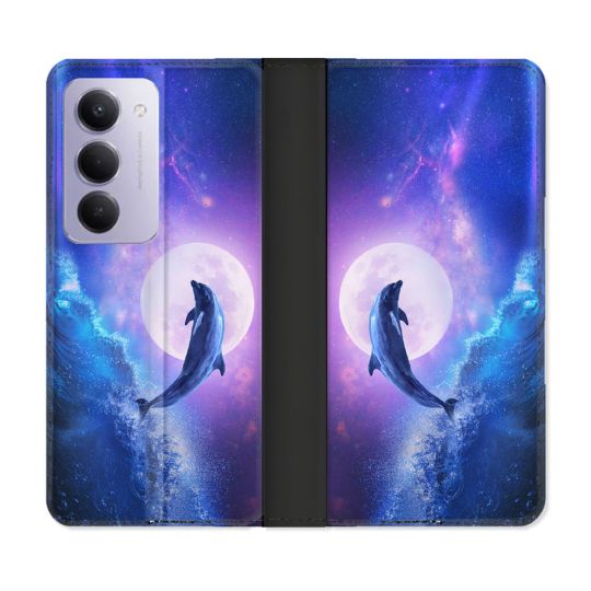 Housse cuir portefeuille Pour Xiaomi Redmi 15 5G Animal Dauphin Vague