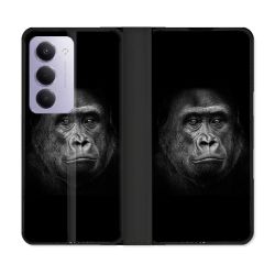 Housse cuir portefeuille Pour Xiaomi Redmi 15 5G Animal Gorille Noir