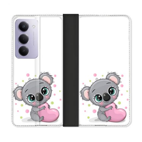 Housse cuir portefeuille Pour Xiaomi Redmi 15 5G Animal Koala Cœur