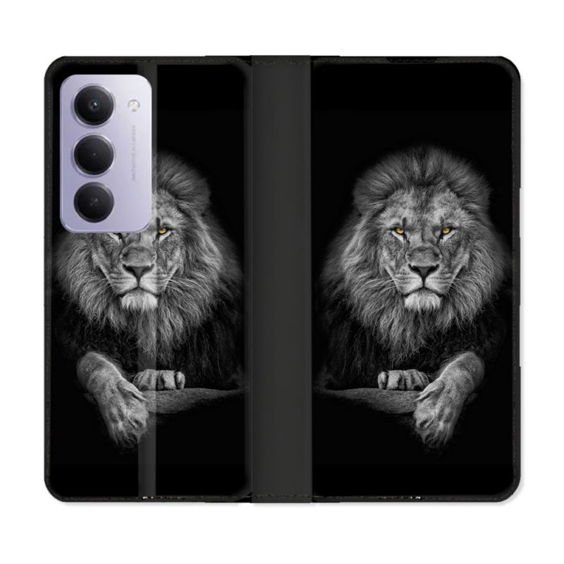 Housse cuir portefeuille Pour Xiaomi Redmi 15 5G Animal Lion Majestueux