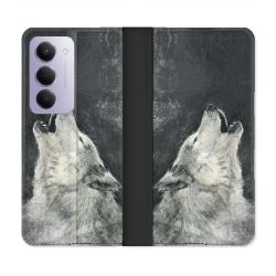 Housse cuir portefeuille Pour Xiaomi Redmi 15 5G Animal Loup Hurlement