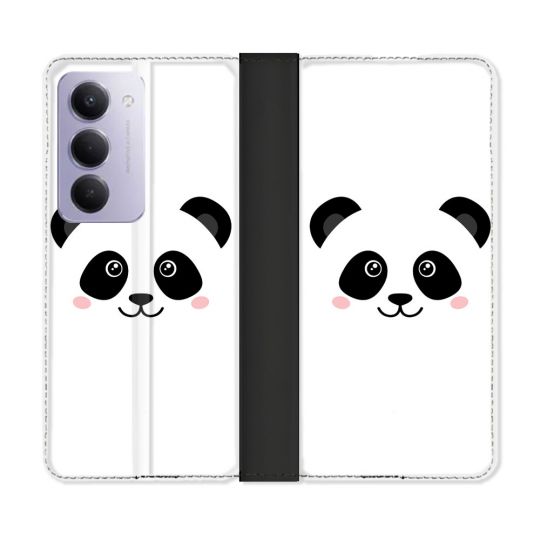 Housse cuir portefeuille Pour Xiaomi Redmi 15 5G Animal Panda Blanc