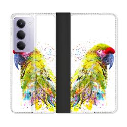 Housse cuir portefeuille Pour Xiaomi Redmi 15 5G Animal Perroquet Jaune