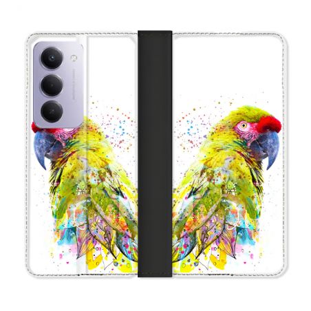 Housse cuir portefeuille Pour Xiaomi Redmi 15 5G Animal Perroquet Jaune