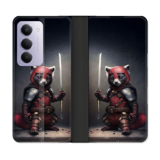 Housse cuir portefeuille Pour Xiaomi Redmi 15 5G Animal Raton Samouraï