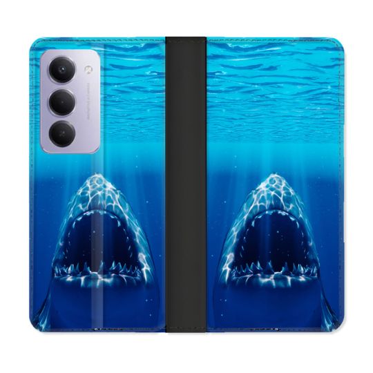 Housse cuir portefeuille Pour Xiaomi Redmi 15 5G Animal Requin Dent