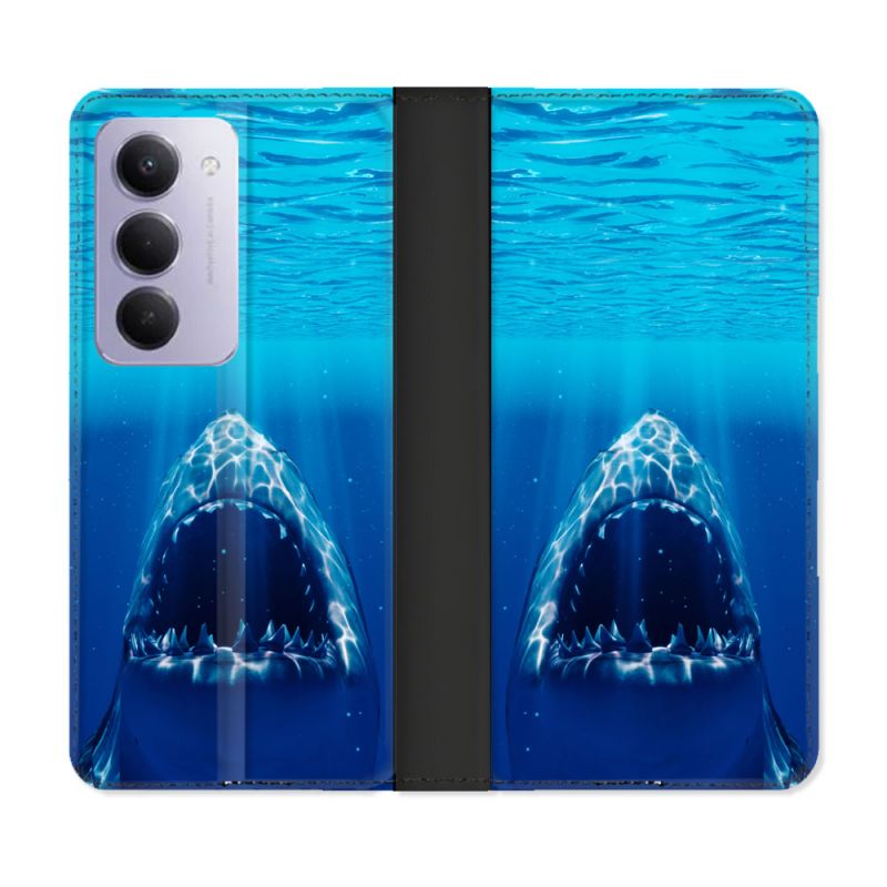 Housse cuir portefeuille Pour Xiaomi Redmi 15 5G Animal Requin Dent