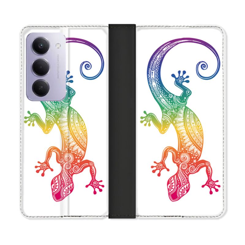 Housse cuir portefeuille Pour Xiaomi Redmi 15 5G Animal Salamandre Color