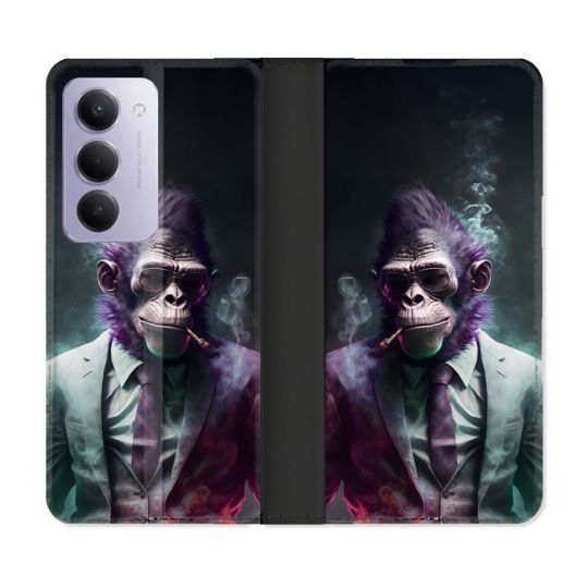 Housse cuir portefeuille Pour Xiaomi Redmi 15 5G Animal Singe Business