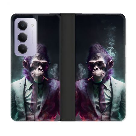 Housse cuir portefeuille Pour Xiaomi Redmi 15 5G Animal Singe Business