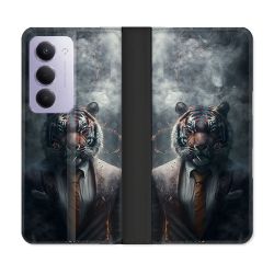 Housse cuir portefeuille Pour Xiaomi Redmi 15 5G Animal Tigre Business