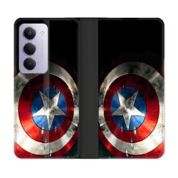 Housse cuir portefeuille Pour Xiaomi Redmi 15 5G Captain America Bouclier
