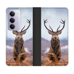 Housse cuir portefeuille Pour Xiaomi Redmi 15 5G Chasse Chevreuil Montagne