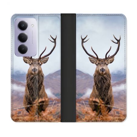 Housse cuir portefeuille Pour Xiaomi Redmi 15 5G Chasse Chevreuil Montagne