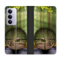 Housse cuir portefeuille Pour Xiaomi Redmi 15 5G Chasse Sanglier Viseur