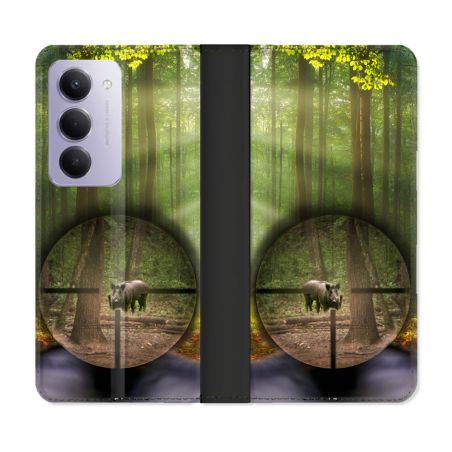 Housse cuir portefeuille Pour Xiaomi Redmi 15 5G Chasse Sanglier Viseur