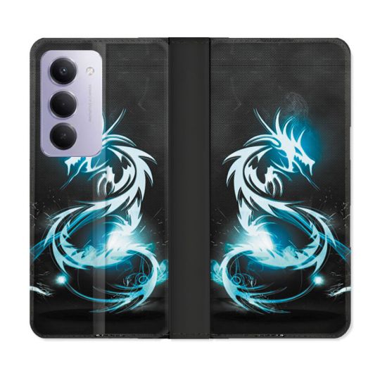 Housse cuir portefeuille Pour Xiaomi Redmi 15 5G Fantastique Dragon Bleu