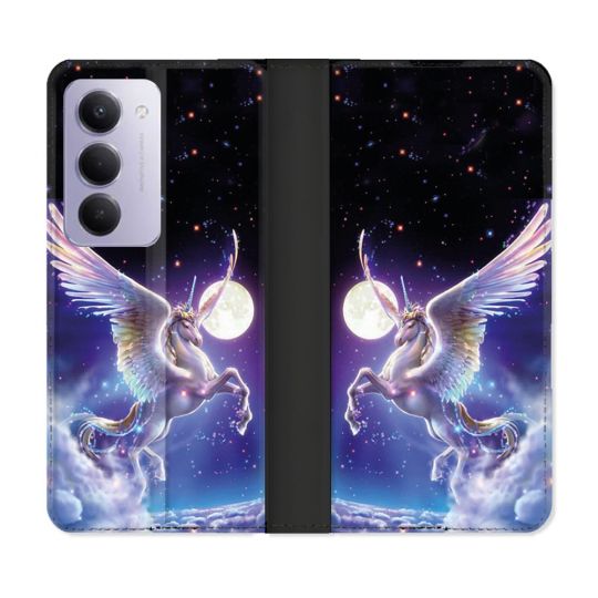 Housse cuir portefeuille Pour Xiaomi Redmi 15 5G Fantastique Licorne Céleste