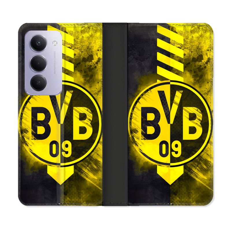 Housse cuir portefeuille Pour Xiaomi Redmi 15 5G Foot Dortmund