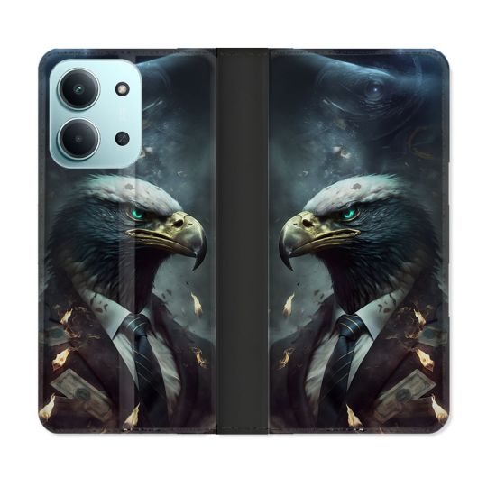 Housse cuir portefeuille Pour Xiaomi Redmi 15C 4G Animal Aigle Business