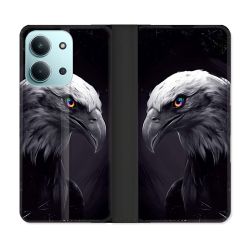 Housse cuir portefeuille Pour Xiaomi Redmi 15C 4G Animal Aigle Royal Noir