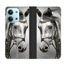Housse cuir portefeuille Pour Xiaomi Redmi 15C 4G Animal Cheval Blanc