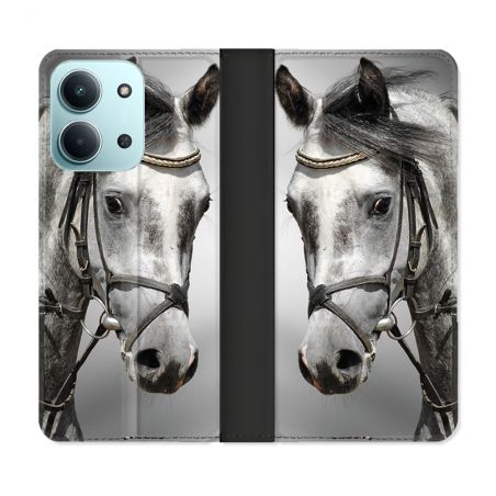 Housse cuir portefeuille Pour Xiaomi Redmi 15C 4G Animal Cheval Blanc