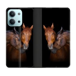 Housse cuir portefeuille Pour Xiaomi Redmi 15C 4G Animal Cheval Marron