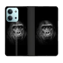 Housse cuir portefeuille Pour Xiaomi Redmi 15C 4G Animal Gorille Noir
