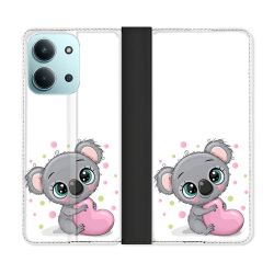Housse cuir portefeuille Pour Xiaomi Redmi 15C 4G Animal Koala Cœur
