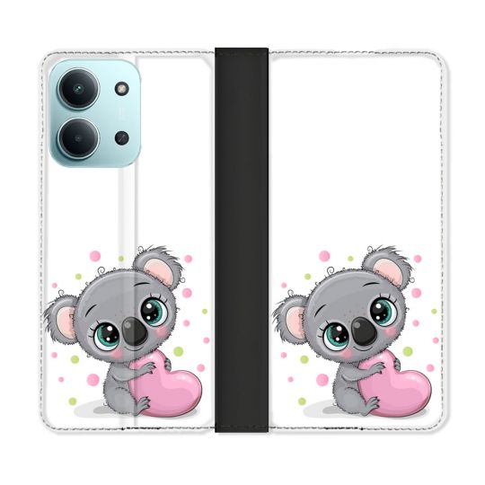 Housse cuir portefeuille Pour Xiaomi Redmi 15C 4G Animal Koala Cœur