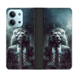 Housse cuir portefeuille Pour Xiaomi Redmi 15C 4G Animal Lion Business