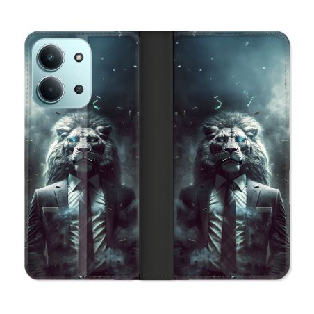 Housse cuir portefeuille Pour Xiaomi Redmi 15C 4G Animal Lion Business