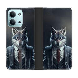 Housse cuir portefeuille Pour Xiaomi Redmi 15C 4G Animal Loup Business