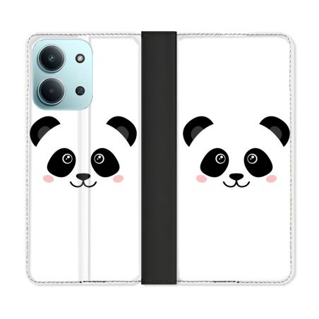 Housse cuir portefeuille Pour Xiaomi Redmi 15C 4G Animal Panda Blanc