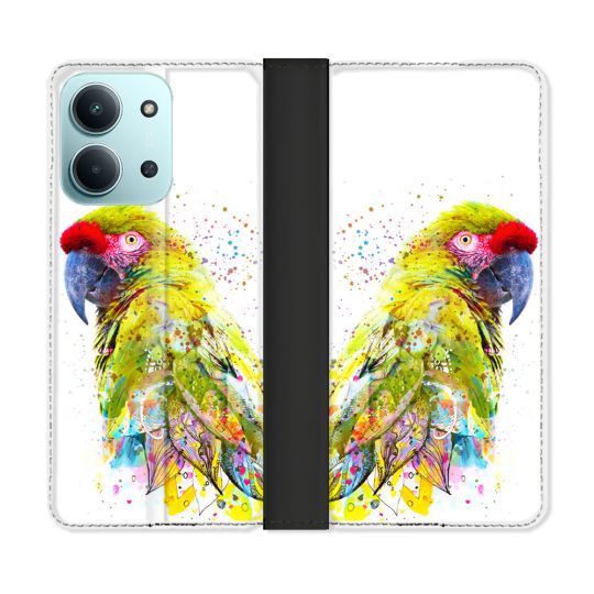 Housse cuir portefeuille Pour Xiaomi Redmi 15C 4G Animal Perroquet Jaune