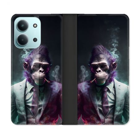 Housse cuir portefeuille Pour Xiaomi Redmi 15C 4G Animal Singe Business