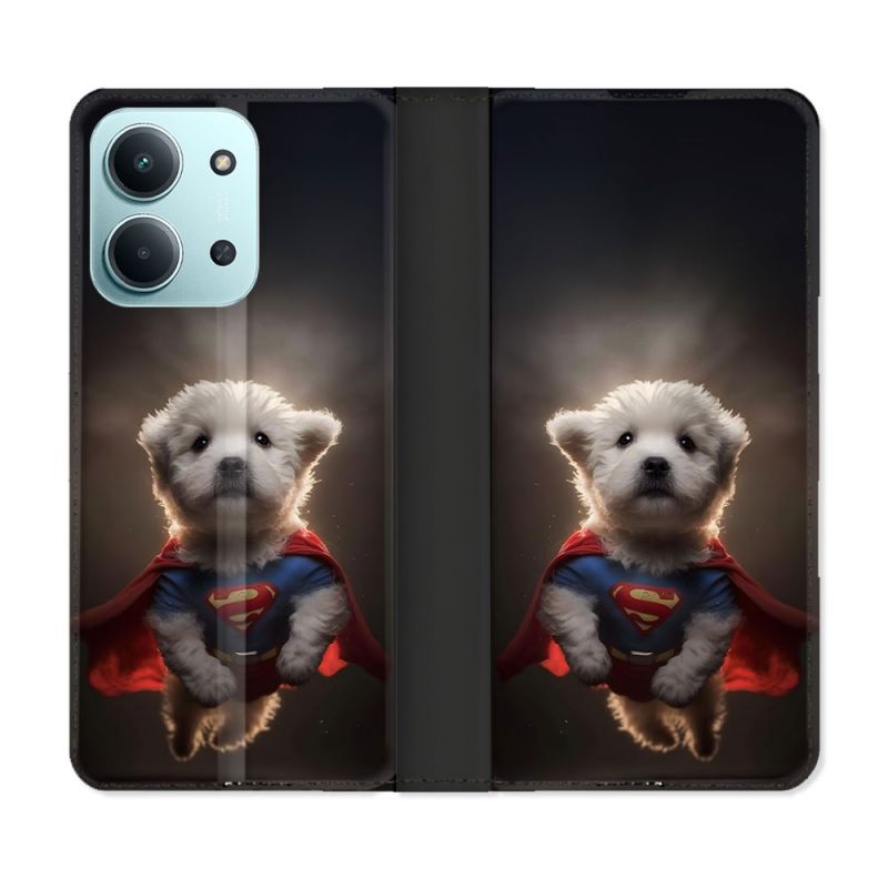 Housse cuir portefeuille Pour Xiaomi Redmi 15C 4G Animal Super Chien